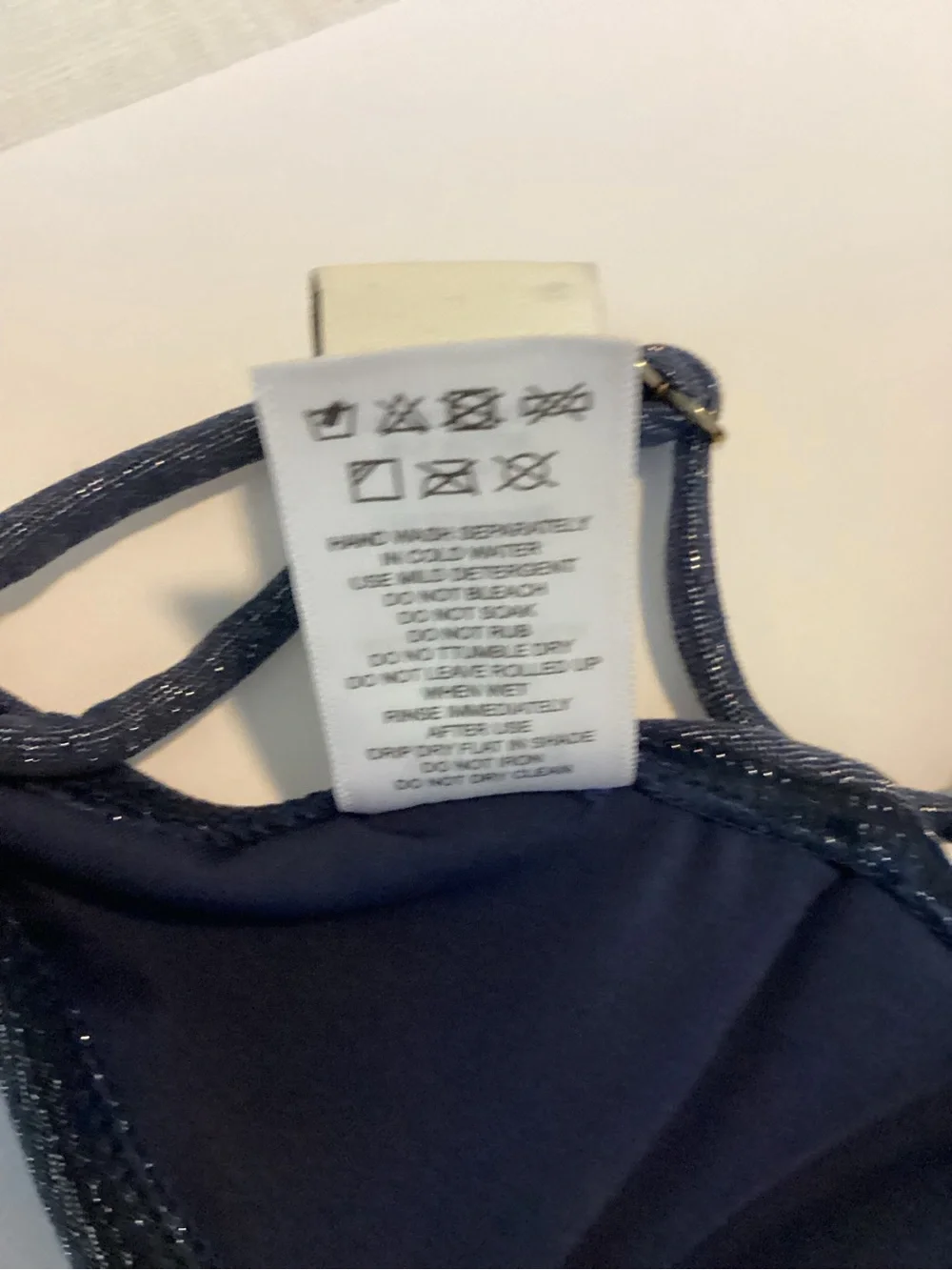 SUBOO Bikini Top Small Blue Denim Metallic Lined Crop Festival Beach Coastal